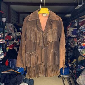 True Vintage 1950s Pypsa Fringe Suede Western Button Up Jacket Size 38
